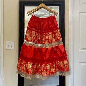 Red & Gold Mexican Folkloric Skirt – Traditional Fiesta Dance Costume